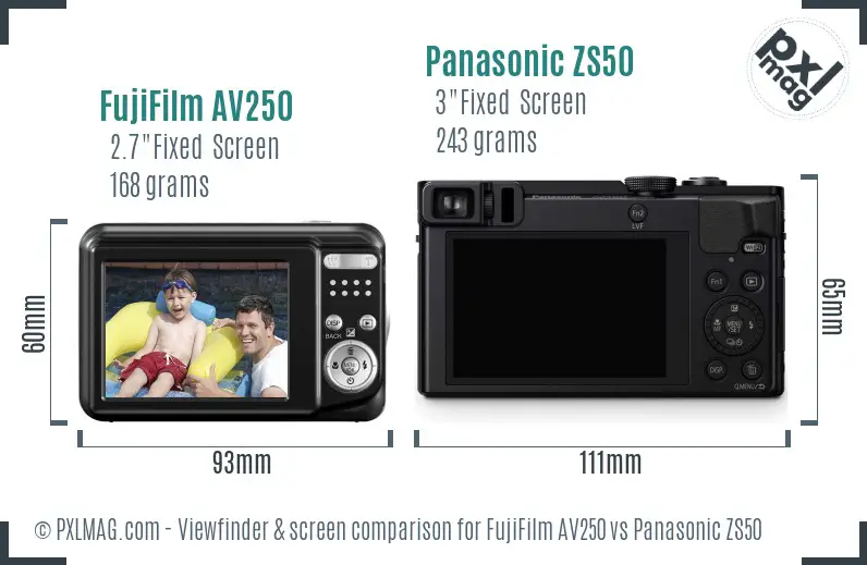 FujiFilm AV250 vs Panasonic ZS50 Screen and Viewfinder comparison FujiFilm AV250 vs Panasonic ZS50 Screen and Viewfinder comparison