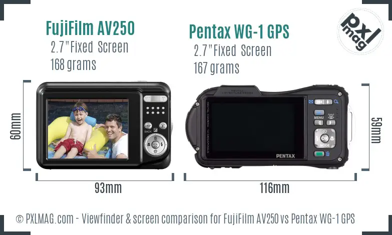 FujiFilm AV250 vs Pentax WG-1 GPS Screen and Viewfinder comparison FujiFilm AV250 vs Pentax WG-1 GPS Screen and Viewfinder comparison