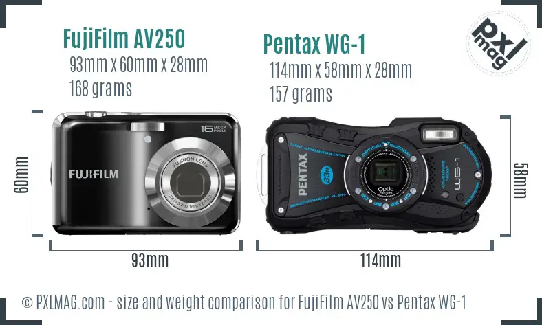 FujiFilm AV250 vs Pentax WG-1 size comparison FujiFilm AV250 vs Pentax WG-1 size comparison