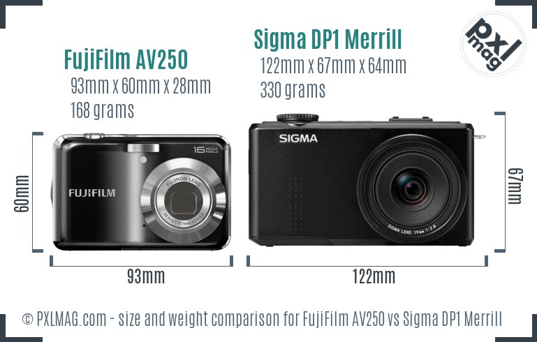 FujiFilm AV250 vs Sigma DP1 Merrill size comparison FujiFilm AV250 vs Sigma DP1 Merrill size comparison