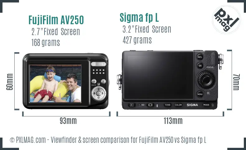 FujiFilm AV250 vs Sigma fp L Screen and Viewfinder comparison