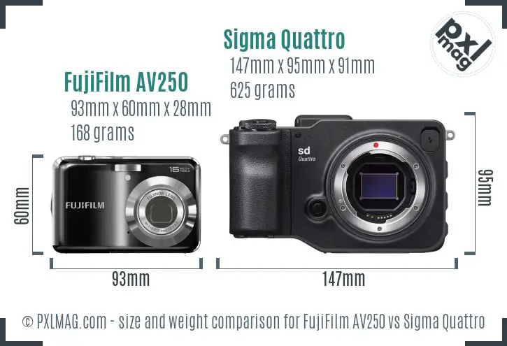 FujiFilm AV250 vs Sigma Quattro size comparison FujiFilm AV250 vs Sigma Quattro size comparison