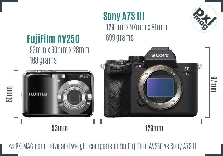 FujiFilm AV250 vs Sony A7S III size comparison FujiFilm AV250 vs Sony A7S III size comparison
