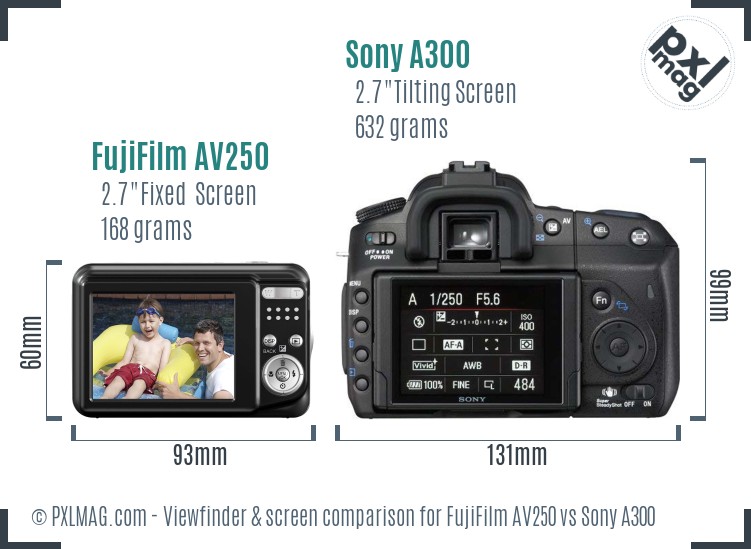 FujiFilm AV250 vs Sony A300 Screen and Viewfinder comparison