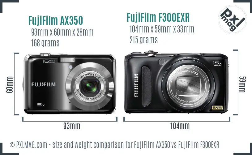 FujiFilm AX350 vs FujiFilm F300EXR size comparison