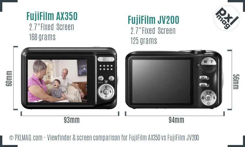 FujiFilm AX350 vs FujiFilm JV200 Screen and Viewfinder comparison