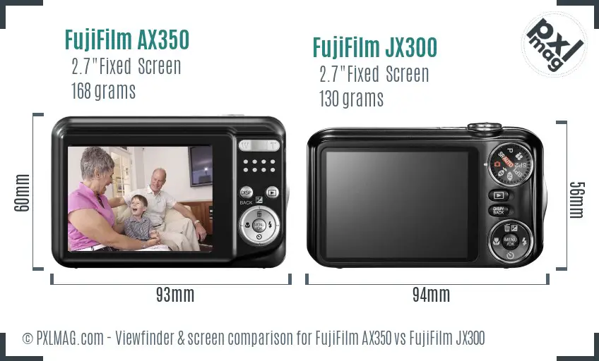 FujiFilm AX350 vs FujiFilm JX300 Screen and Viewfinder comparison