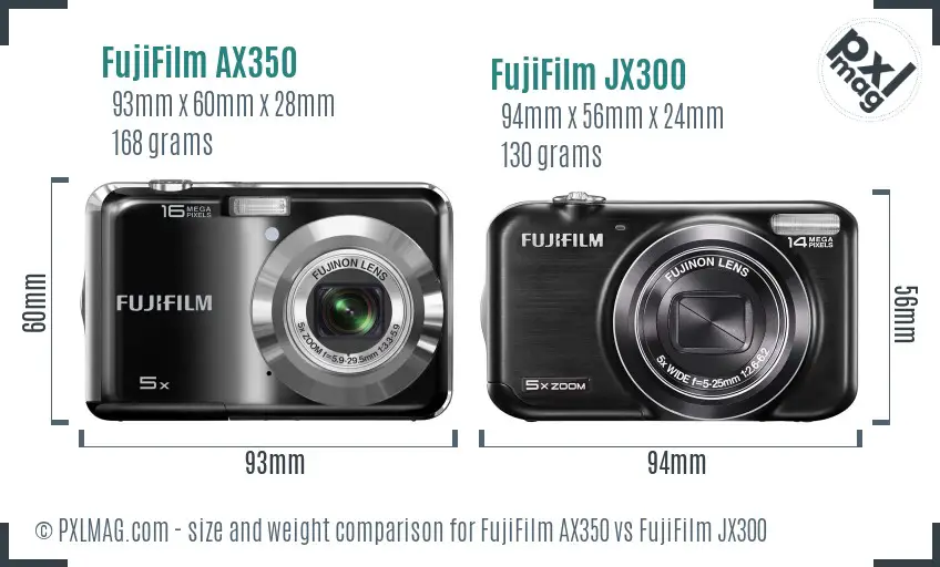 FujiFilm AX350 vs FujiFilm JX300 size comparison