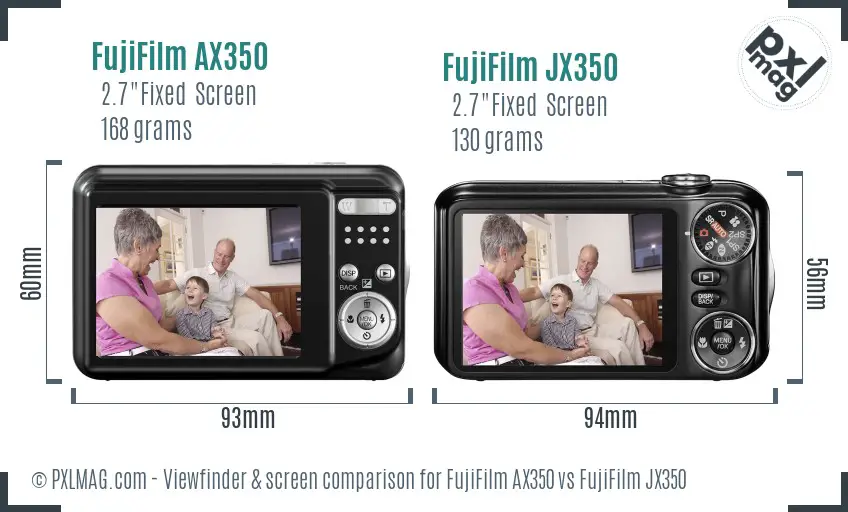 FujiFilm AX350 vs FujiFilm JX350 Screen and Viewfinder comparison