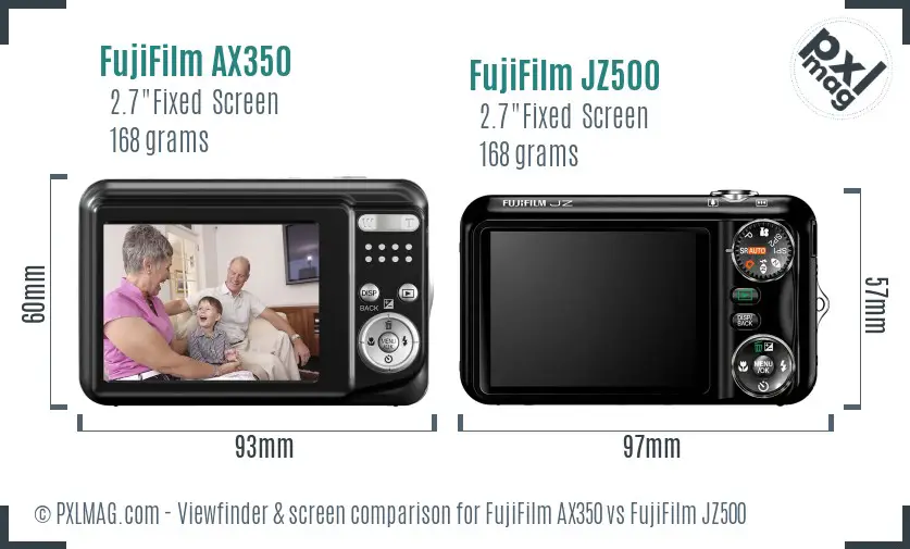 FujiFilm AX350 vs FujiFilm JZ500 Screen and Viewfinder comparison