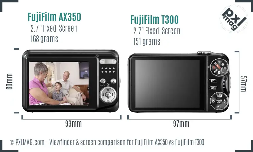 FujiFilm AX350 vs FujiFilm T300 Screen and Viewfinder comparison