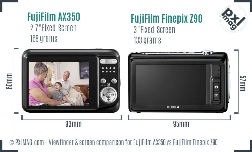 FujiFilm AX350 vs FujiFilm Finepix Z90 Screen and Viewfinder comparison