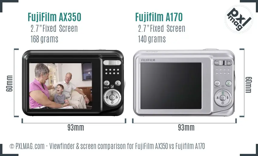 FujiFilm AX350 vs Fujifilm A170 Screen and Viewfinder comparison