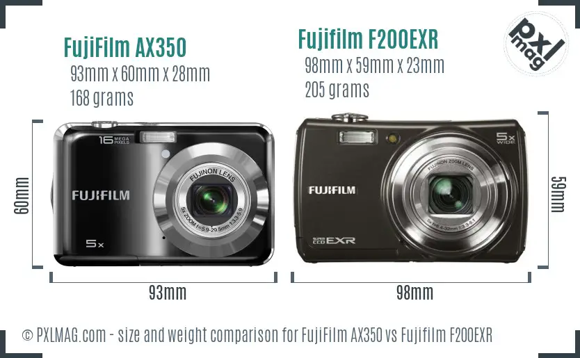 FujiFilm AX350 vs Fujifilm F200EXR size comparison