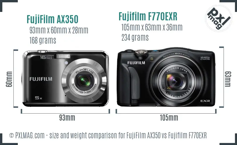 FujiFilm AX350 vs Fujifilm F770EXR size comparison