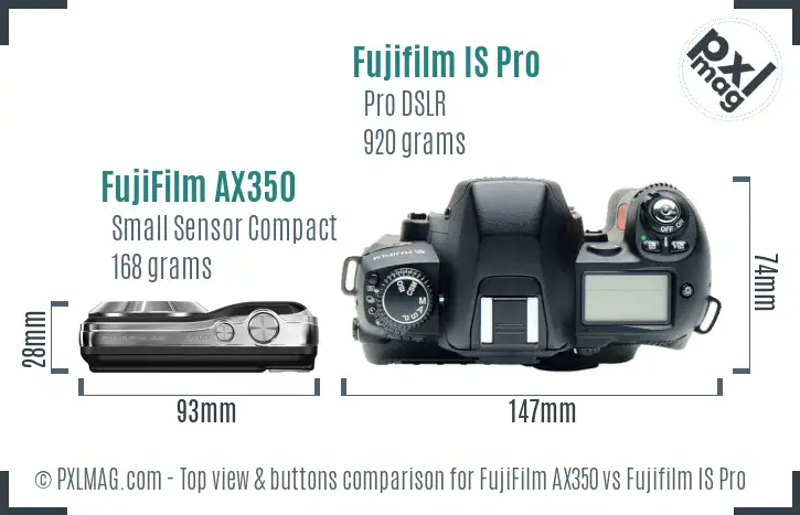 FujiFilm AX350 vs Fujifilm IS Pro top view buttons comparison FujiFilm AX350 vs Fujifilm IS Pro top view buttons comparison