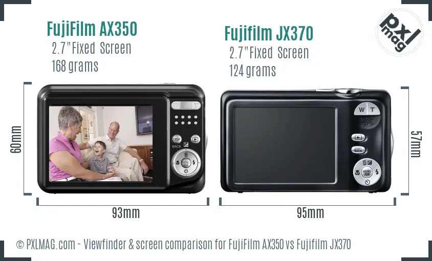 FujiFilm AX350 vs Fujifilm JX370 Screen and Viewfinder comparison