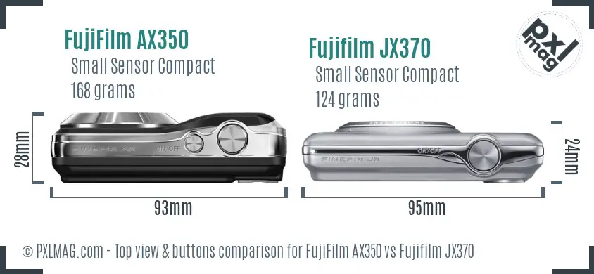FujiFilm AX350 vs Fujifilm JX370 top view buttons comparison
