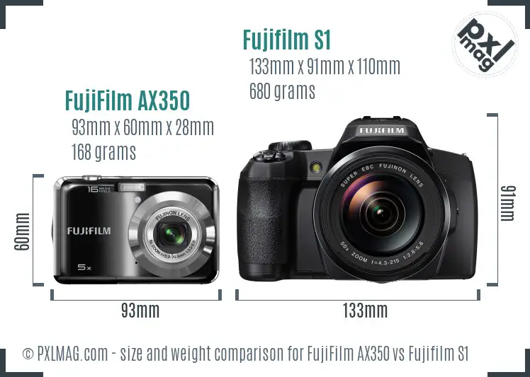 FujiFilm AX350 vs Fujifilm S1 size comparison FujiFilm AX350 vs Fujifilm S1 size comparison