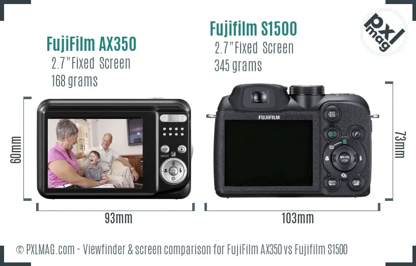 FujiFilm AX350 vs Fujifilm S1500 Screen and Viewfinder comparison