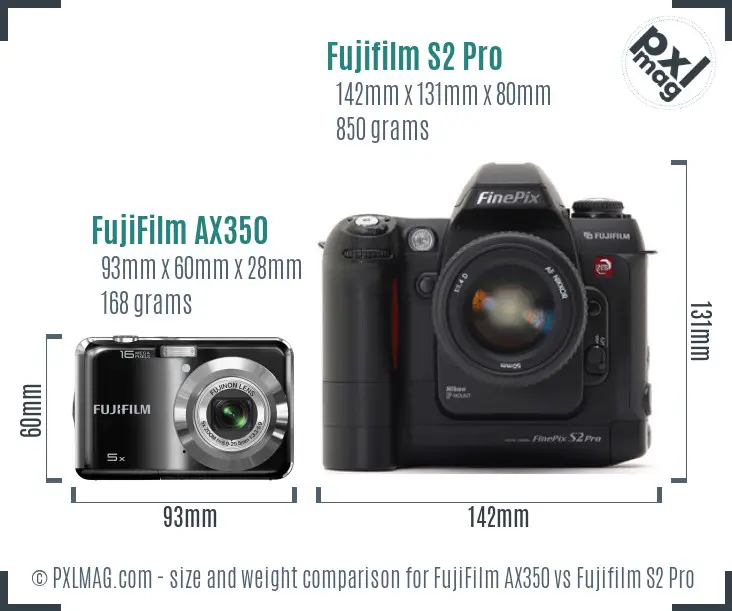FujiFilm AX350 vs Fujifilm S2 Pro size comparison
