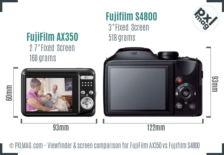 FujiFilm AX350 vs Fujifilm S4800 Screen and Viewfinder comparison FujiFilm AX350 vs Fujifilm S4800 Screen and Viewfinder comparison