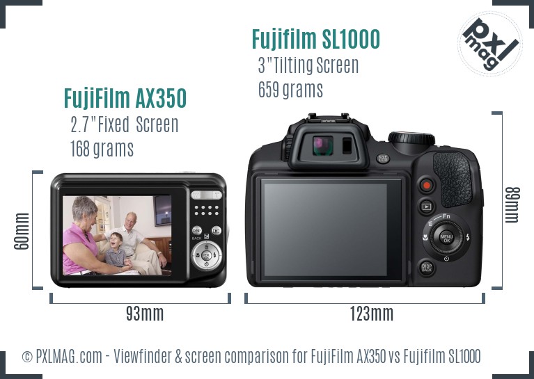 FujiFilm AX350 vs Fujifilm SL1000 Screen and Viewfinder comparison