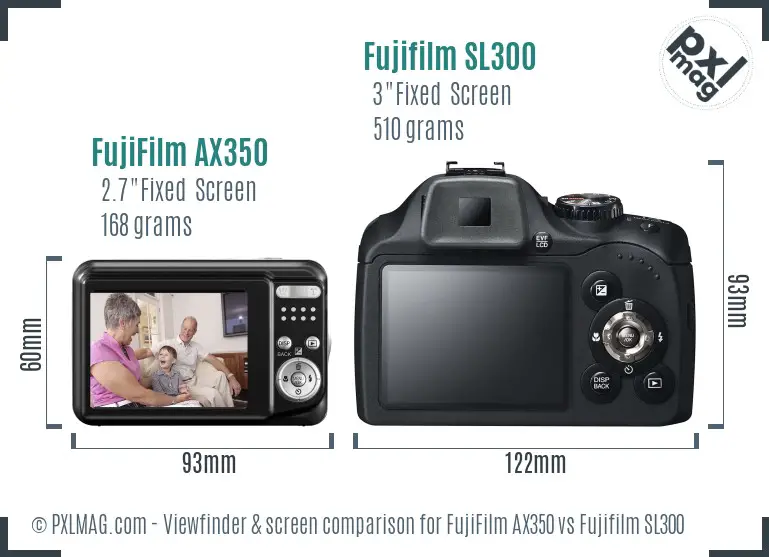 FujiFilm AX350 vs Fujifilm SL300 Screen and Viewfinder comparison