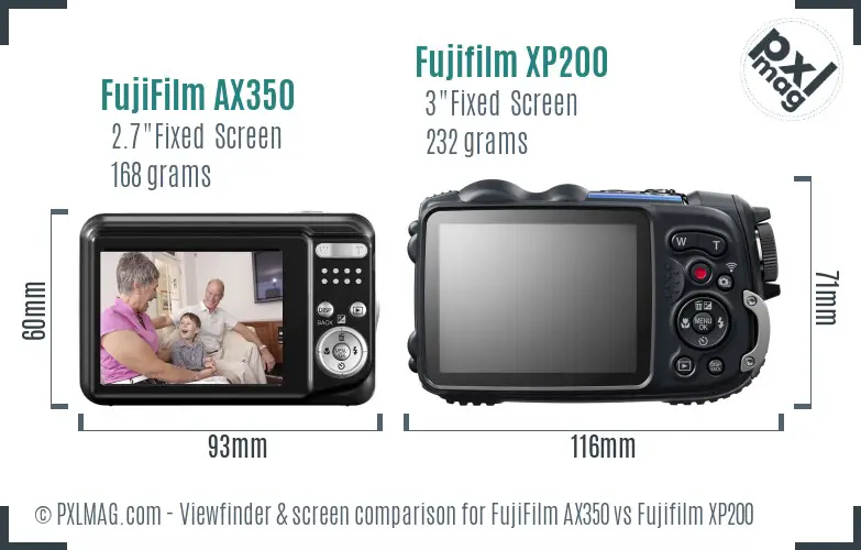 FujiFilm AX350 vs Fujifilm XP200 Screen and Viewfinder comparison FujiFilm AX350 vs Fujifilm XP200 Screen and Viewfinder comparison