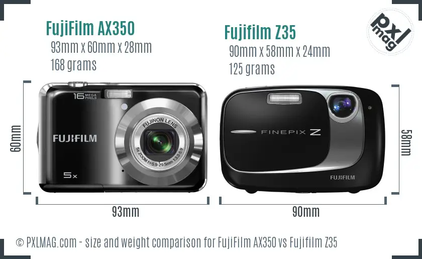 FujiFilm AX350 vs Fujifilm Z35 size comparison