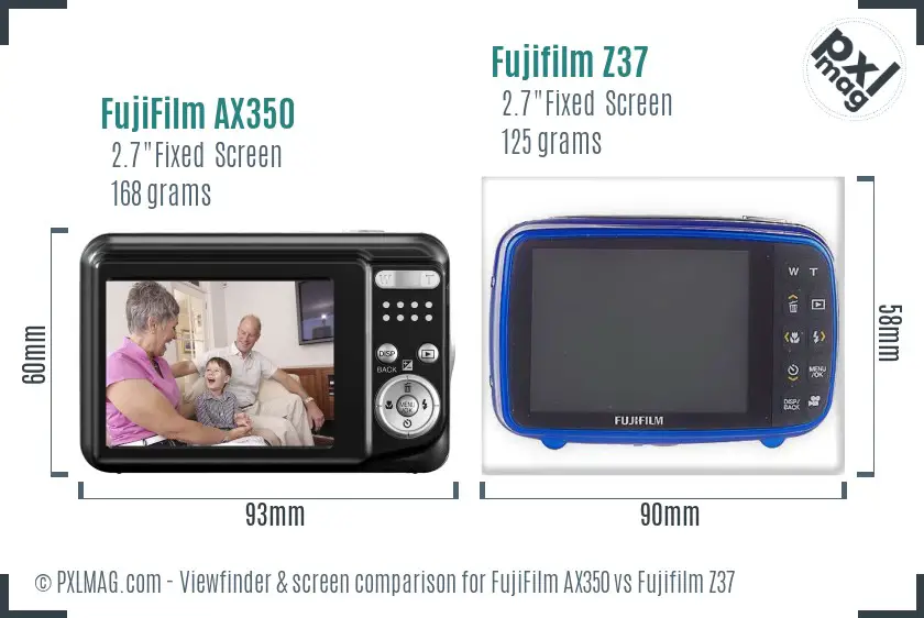FujiFilm AX350 vs Fujifilm Z37 Screen and Viewfinder comparison
