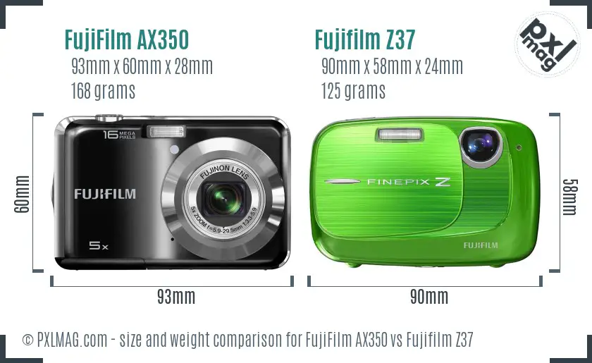 FujiFilm AX350 vs Fujifilm Z37 size comparison FujiFilm AX350 vs Fujifilm Z37 size comparison