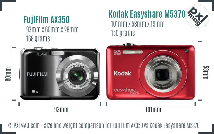 FujiFilm AX350 vs Kodak Easyshare M5370 size comparison