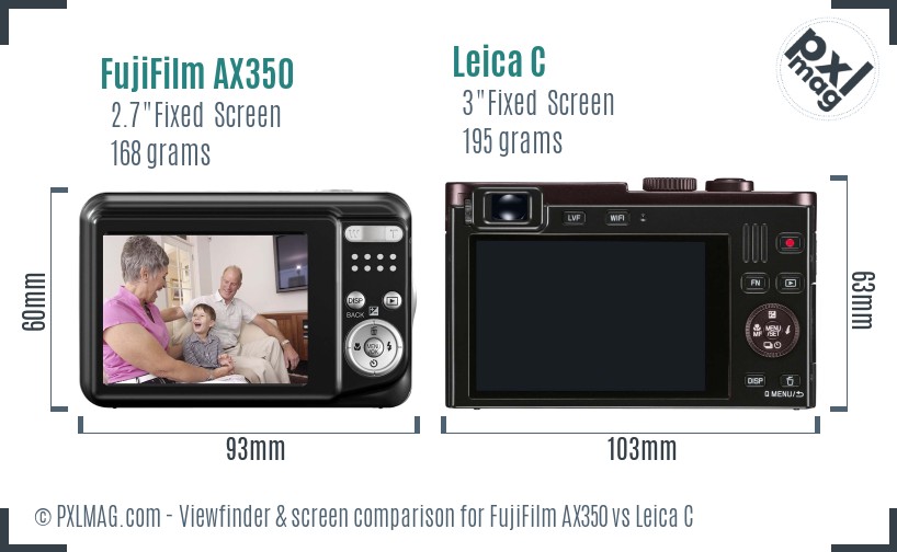 FujiFilm AX350 vs Leica C Screen and Viewfinder comparison