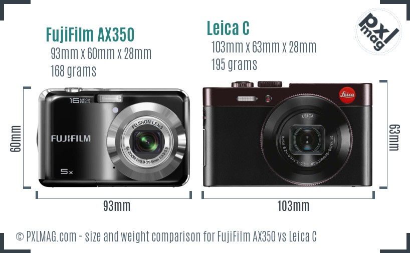 FujiFilm AX350 vs Leica C size comparison FujiFilm AX350 vs Leica C size comparison