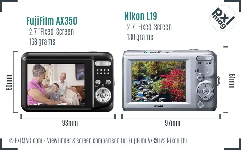 FujiFilm AX350 vs Nikon L19 Screen and Viewfinder comparison