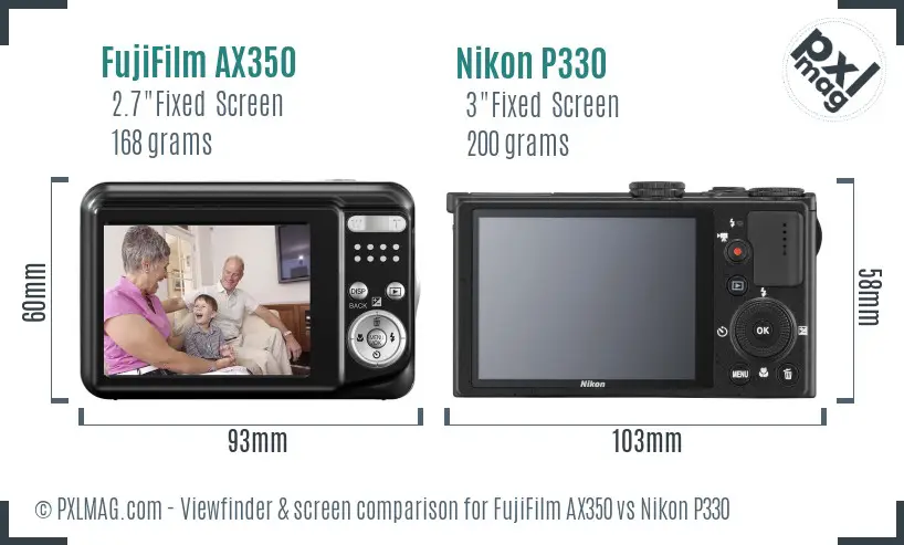 FujiFilm AX350 vs Nikon P330 Screen and Viewfinder comparison FujiFilm AX350 vs Nikon P330 Screen and Viewfinder comparison