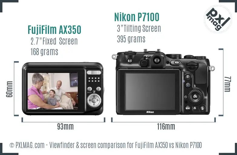FujiFilm AX350 vs Nikon P7100 Screen and Viewfinder comparison FujiFilm AX350 vs Nikon P7100 Screen and Viewfinder comparison