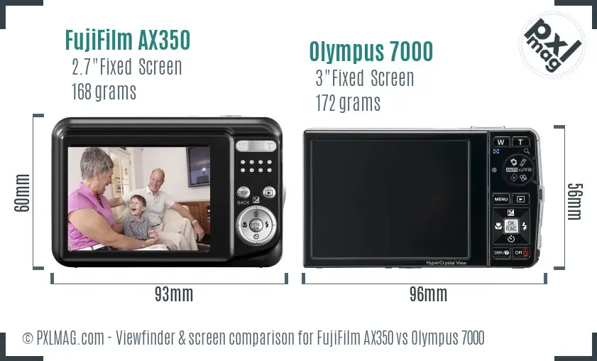 FujiFilm AX350 vs Olympus 7000 Screen and Viewfinder comparison