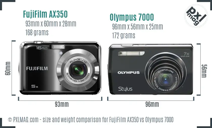 FujiFilm AX350 vs Olympus 7000 size comparison