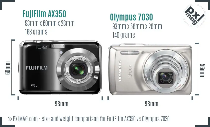 FujiFilm AX350 vs Olympus 7030 size comparison