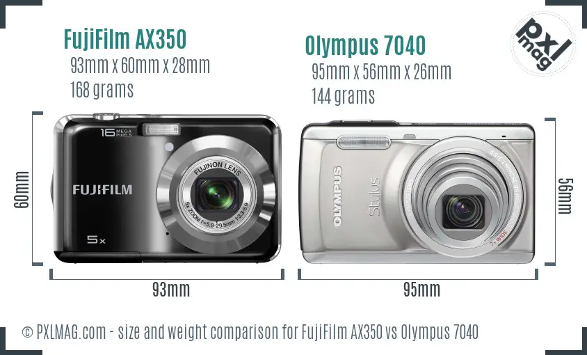 FujiFilm AX350 vs Olympus 7040 size comparison