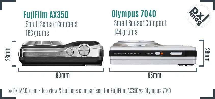 FujiFilm AX350 vs Olympus 7040 top view buttons comparison