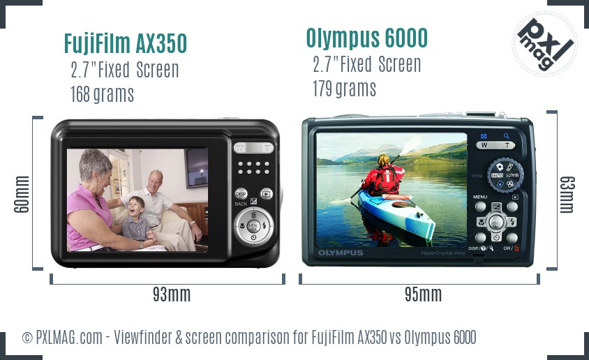 FujiFilm AX350 vs Olympus 6000 Screen and Viewfinder comparison