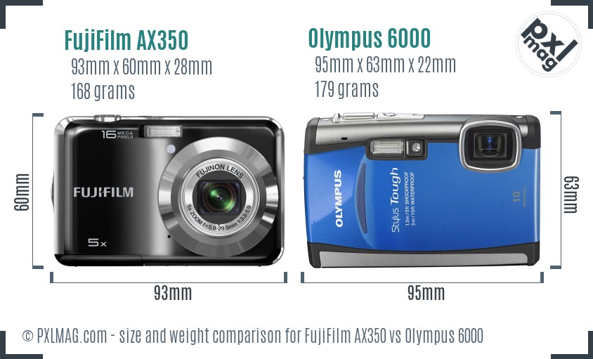 FujiFilm AX350 vs Olympus 6000 size comparison FujiFilm AX350 vs Olympus 6000 size comparison