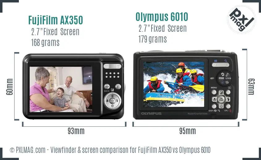 FujiFilm AX350 vs Olympus 6010 Screen and Viewfinder comparison