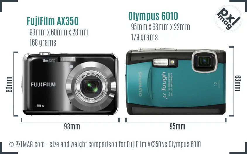 FujiFilm AX350 vs Olympus 6010 size comparison