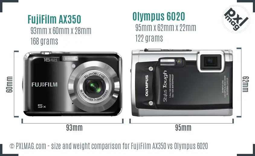 FujiFilm AX350 vs Olympus 6020 size comparison