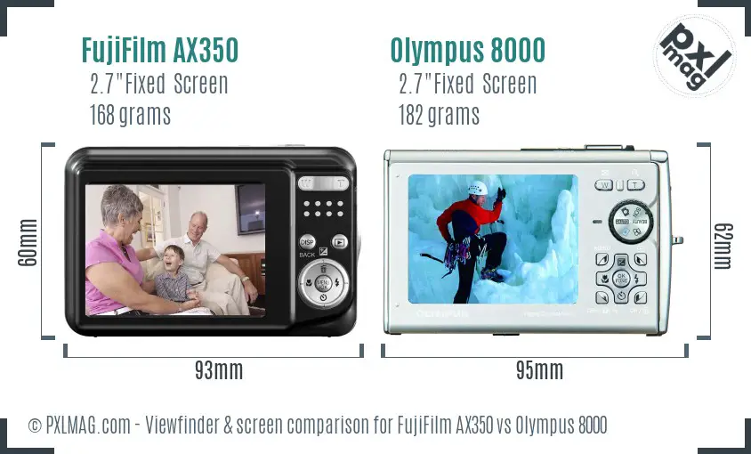 FujiFilm AX350 vs Olympus 8000 Screen and Viewfinder comparison FujiFilm AX350 vs Olympus 8000 Screen and Viewfinder comparison