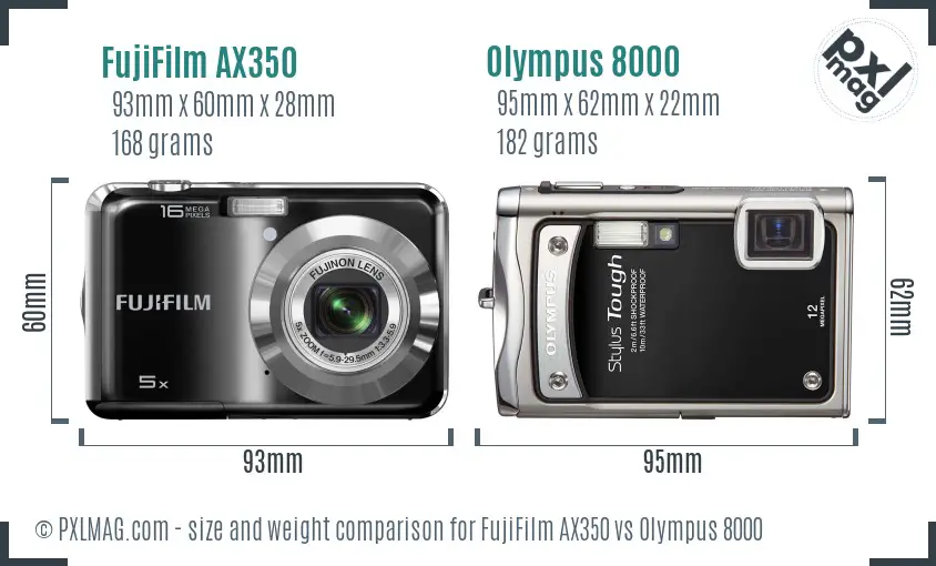FujiFilm AX350 vs Olympus 8000 size comparison FujiFilm AX350 vs Olympus 8000 size comparison